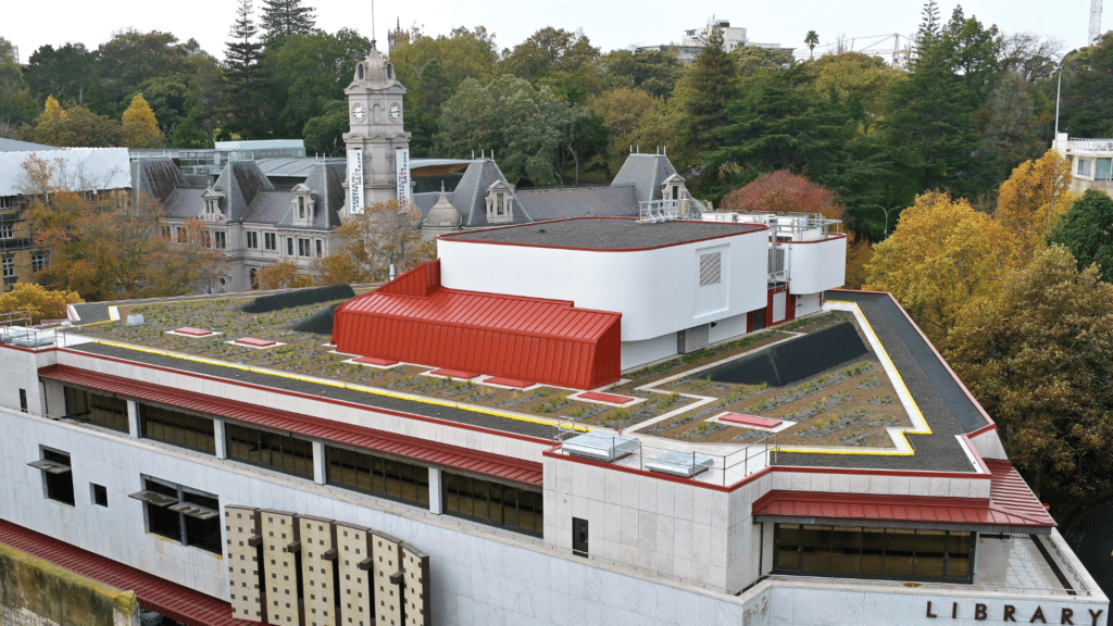The Auckland Library is one of the largest green roof's in New Zealand utalising Allco's Hydrotech Green Roofing System.